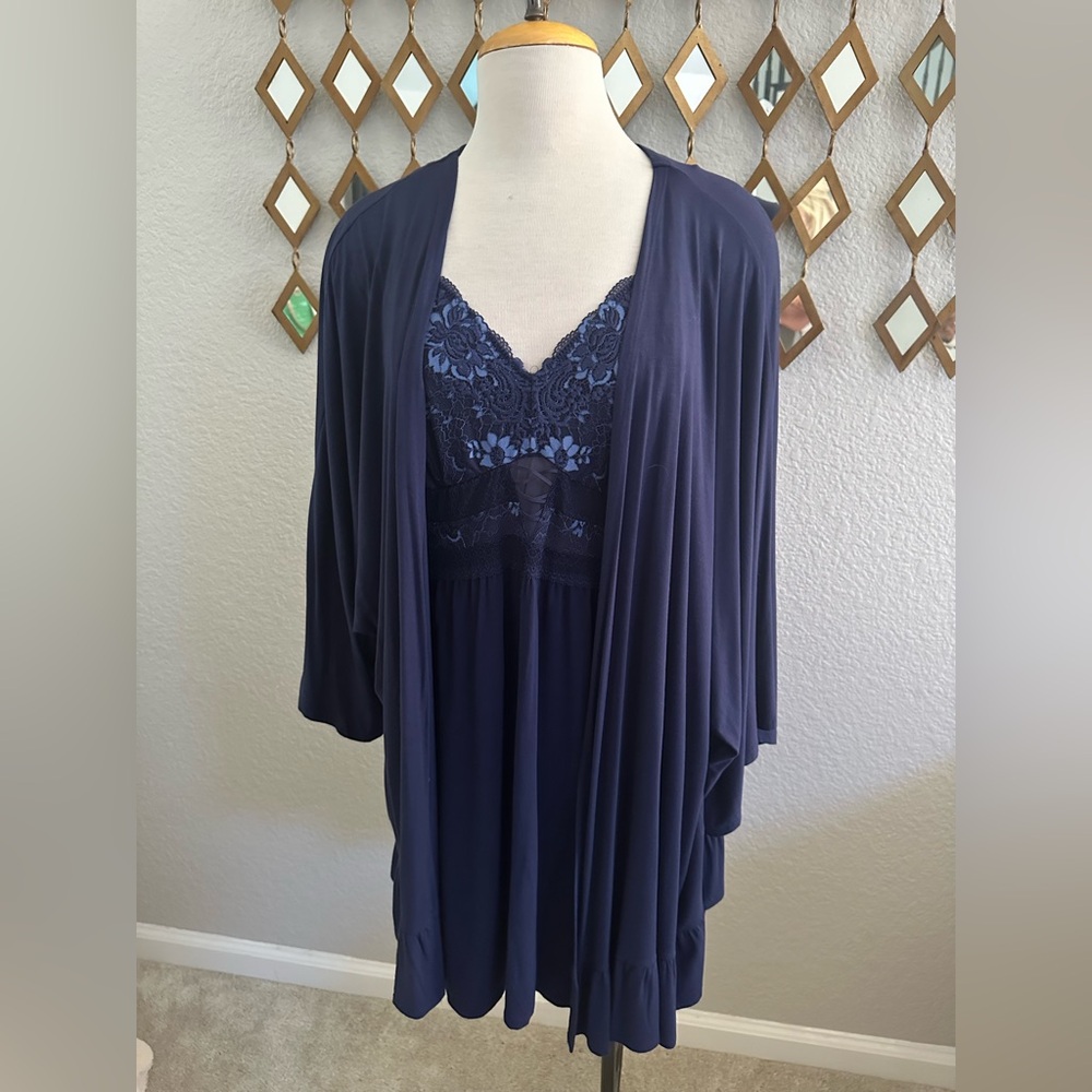 Soma Soft Navy Lace Trim Set